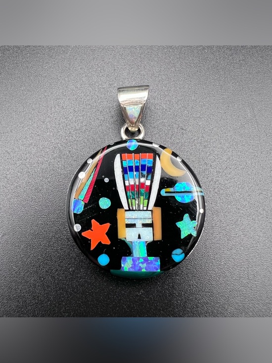 925 Sterling Silver Jewelry - Sterling Silver Galaxy Inlay Pendant - Kachina